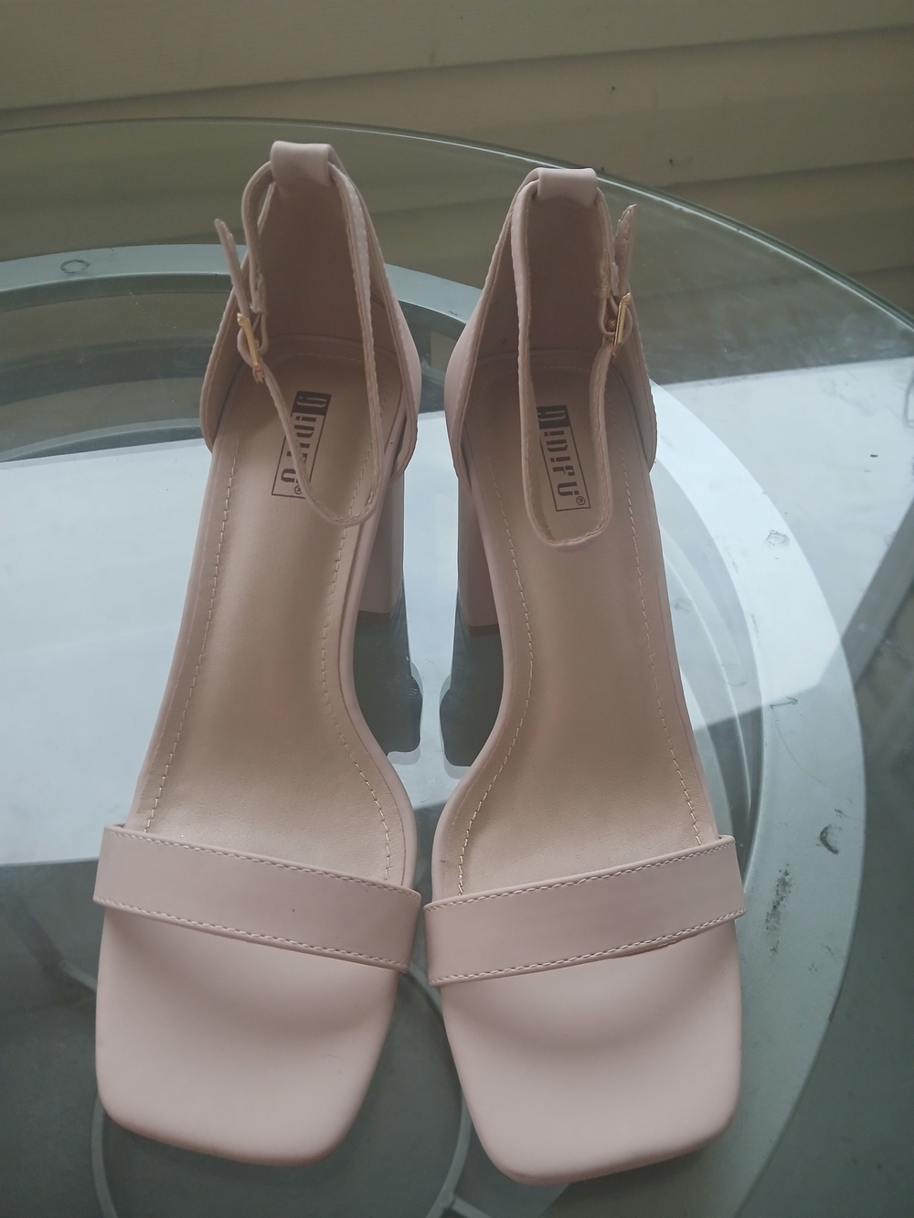 & Other Stories Blush Pink Block Heel Ankle Strap Sandals